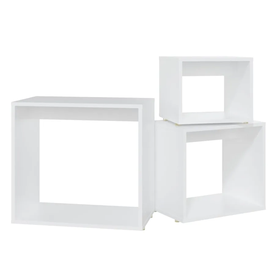 Tables gigognes 3 pcs Blanc Aggloméré - 7
