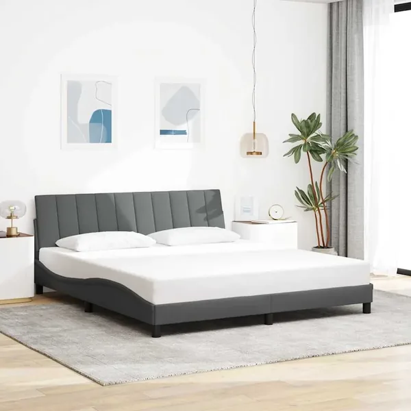 Cadre de lit sans matelas Hanko gris foncé 180x200 cm tissu