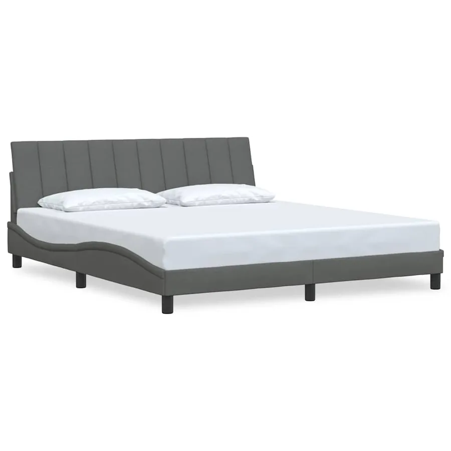 Cadre de lit sans matelas Hanko gris foncé 180x200 cm tissu - 2