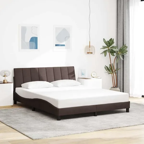 Cadre de lit sans matelas Hanko marron foncé 160x200 cm tissu