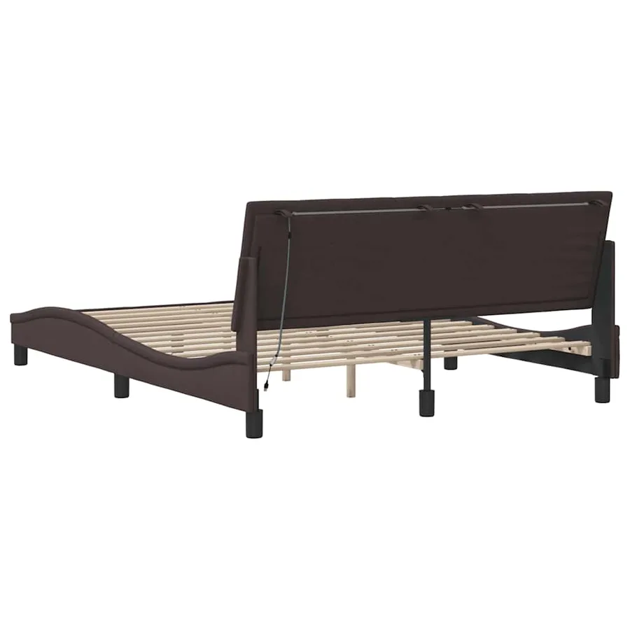 Cadre de lit sans matelas Hanko marron foncé 160x200 cm tissu - 10