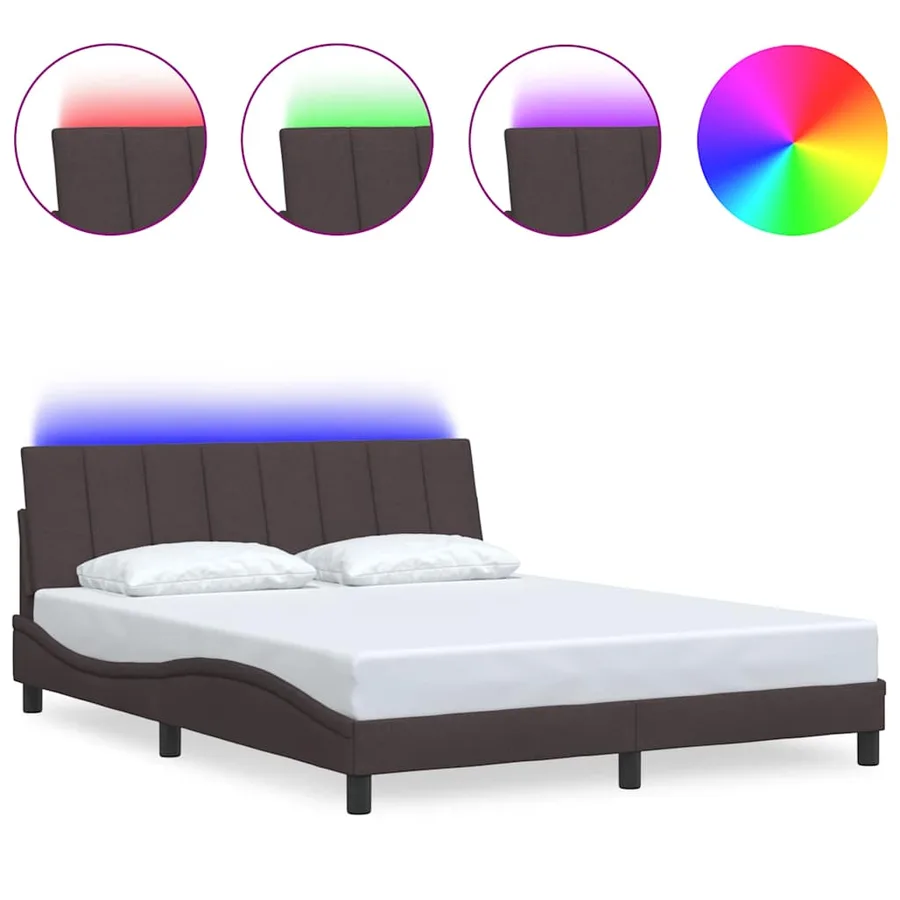 Cadre de lit sans matelas Hanko marron foncé 160x200 cm tissu - 2