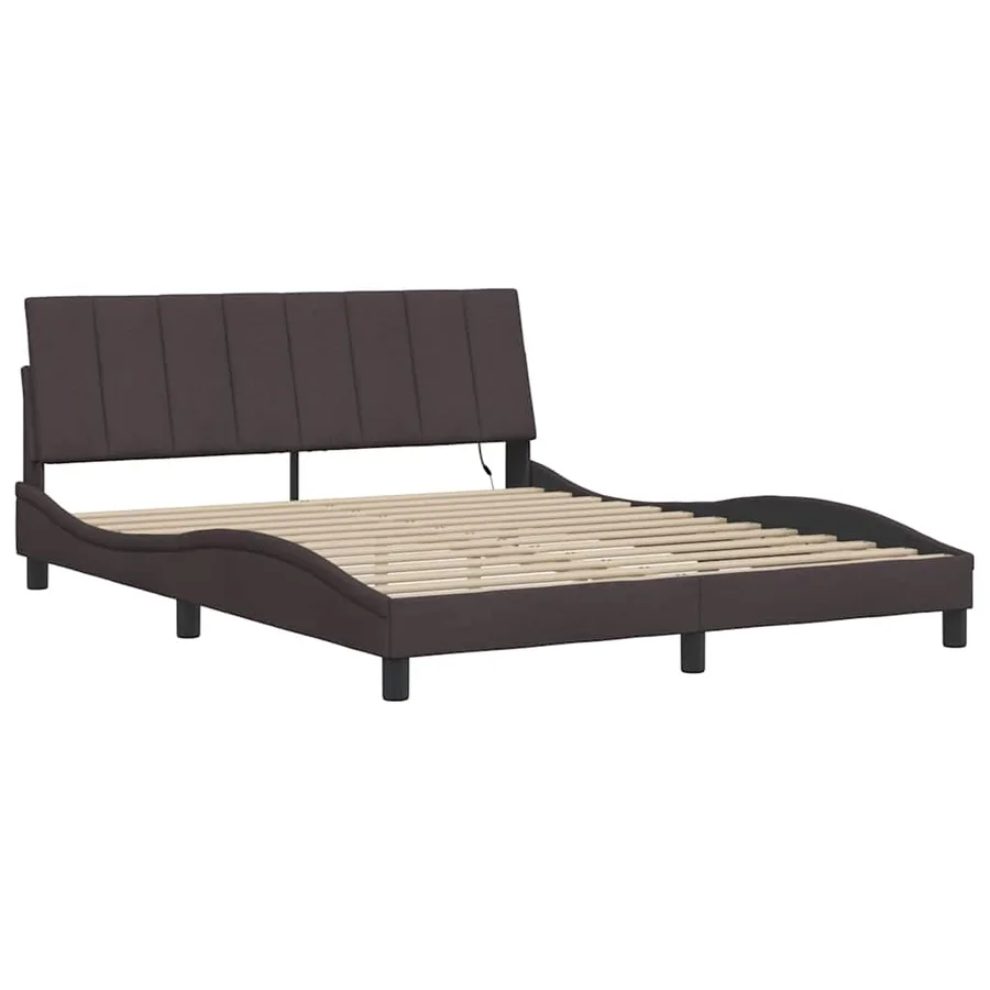 Cadre de lit sans matelas Hanko marron foncé 160x200 cm tissu - 5