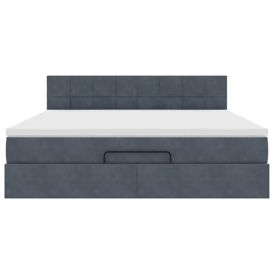 Cadre de lit ottoman avec matelas gris foncé 180x200 cm velours - 6