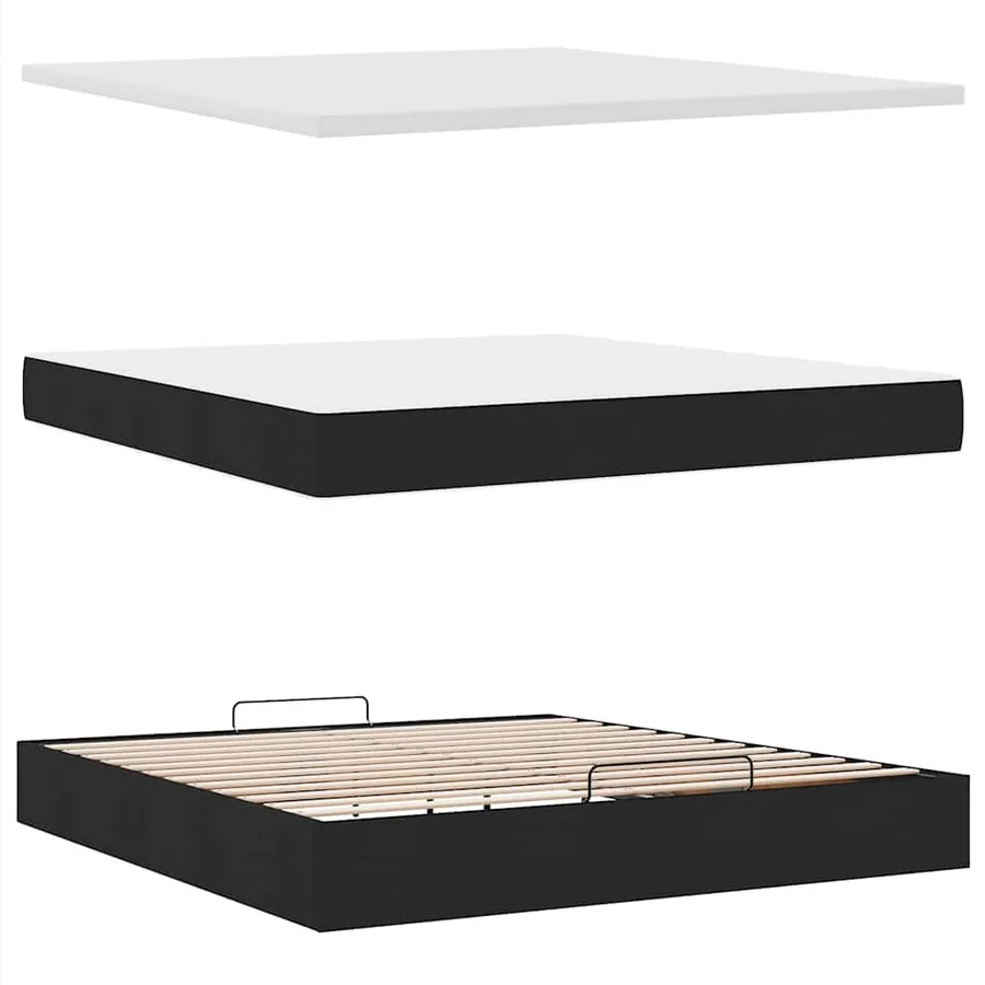 Cadre de lit ottoman avec matelas noir 180x200cm velours - 11