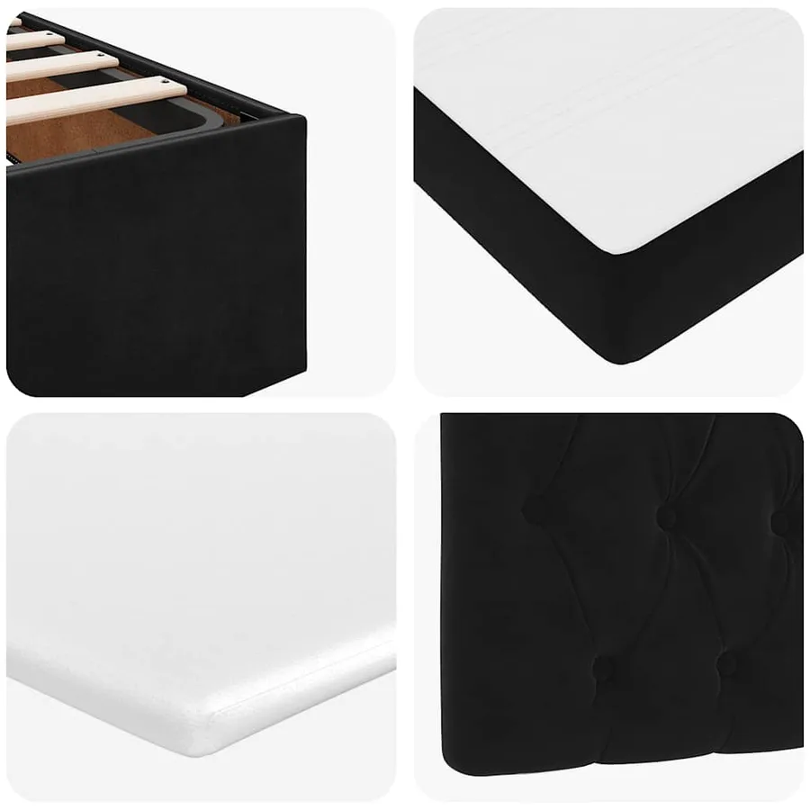 Cadre de lit ottoman avec matelas noir 180x200cm velours - 14