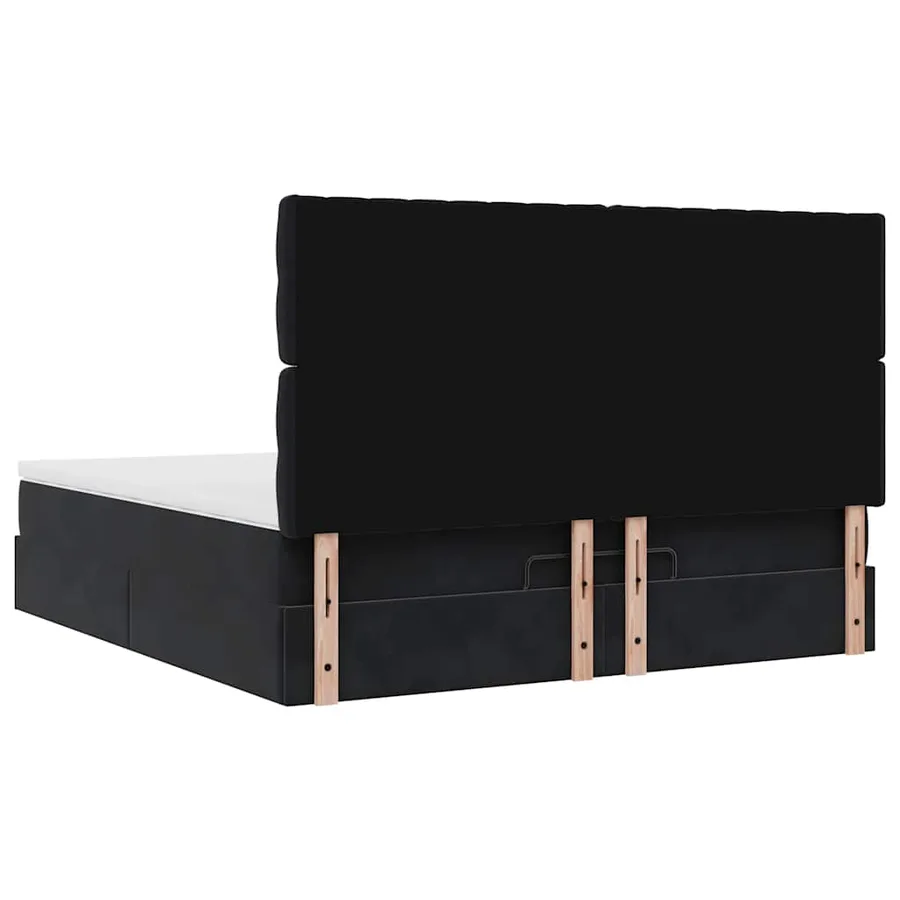 Cadre de lit ottoman avec matelas noir 180x200cm velours - 9
