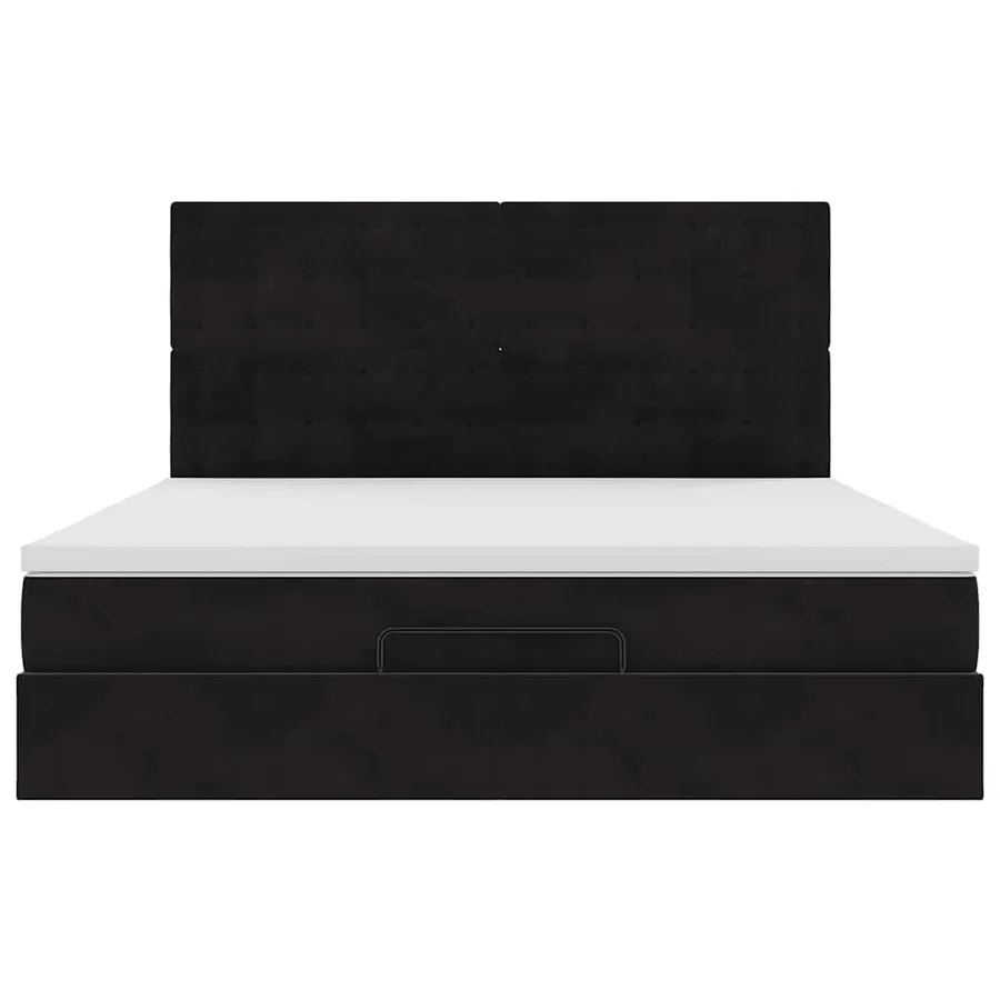 Cadre de lit ottoman avec matelas noir 180x200cm velours - 7