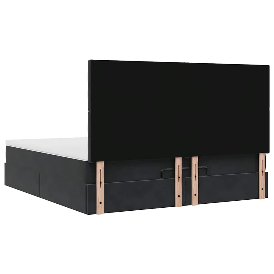 Cadre de lit ottoman avec matelas noir 180x200cm velours - 9