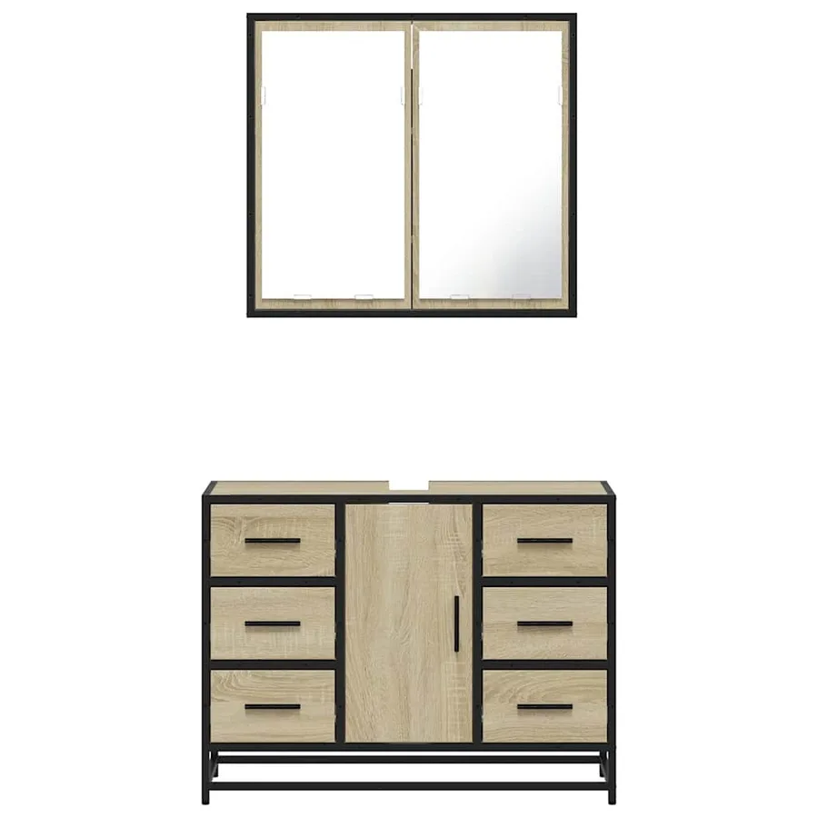 Ensemble de meubles de salle de bain 2 pcs chêne sonoma - 5