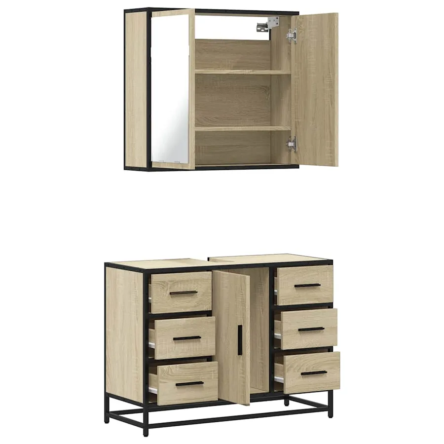 Ensemble de meubles de salle de bain 2 pcs chêne sonoma - 8