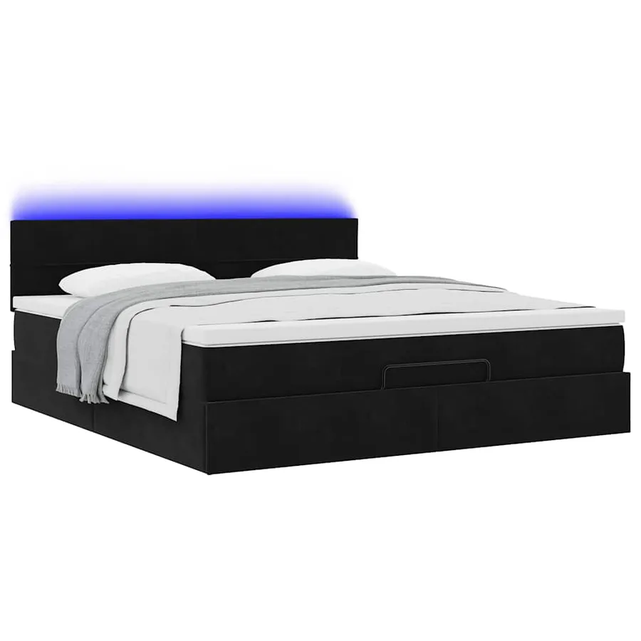 Cadre de lit ottoman avec matelas noir 180x200 cm velours - 3
