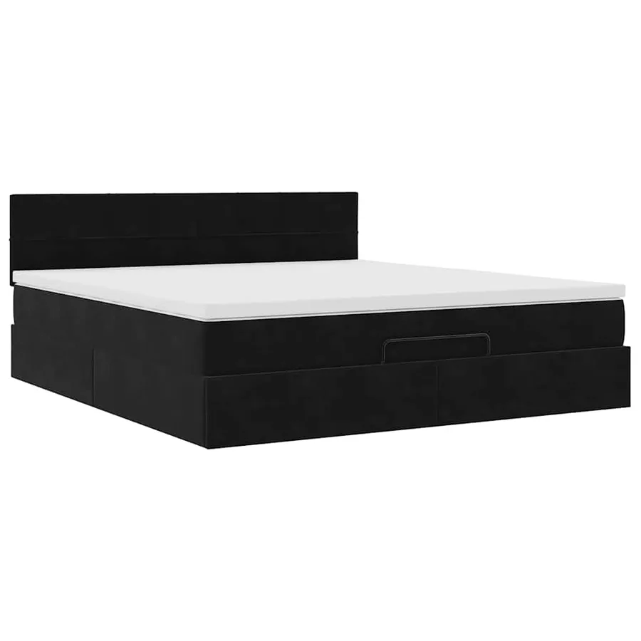 Cadre de lit ottoman avec matelas noir 180x200 cm velours - 5