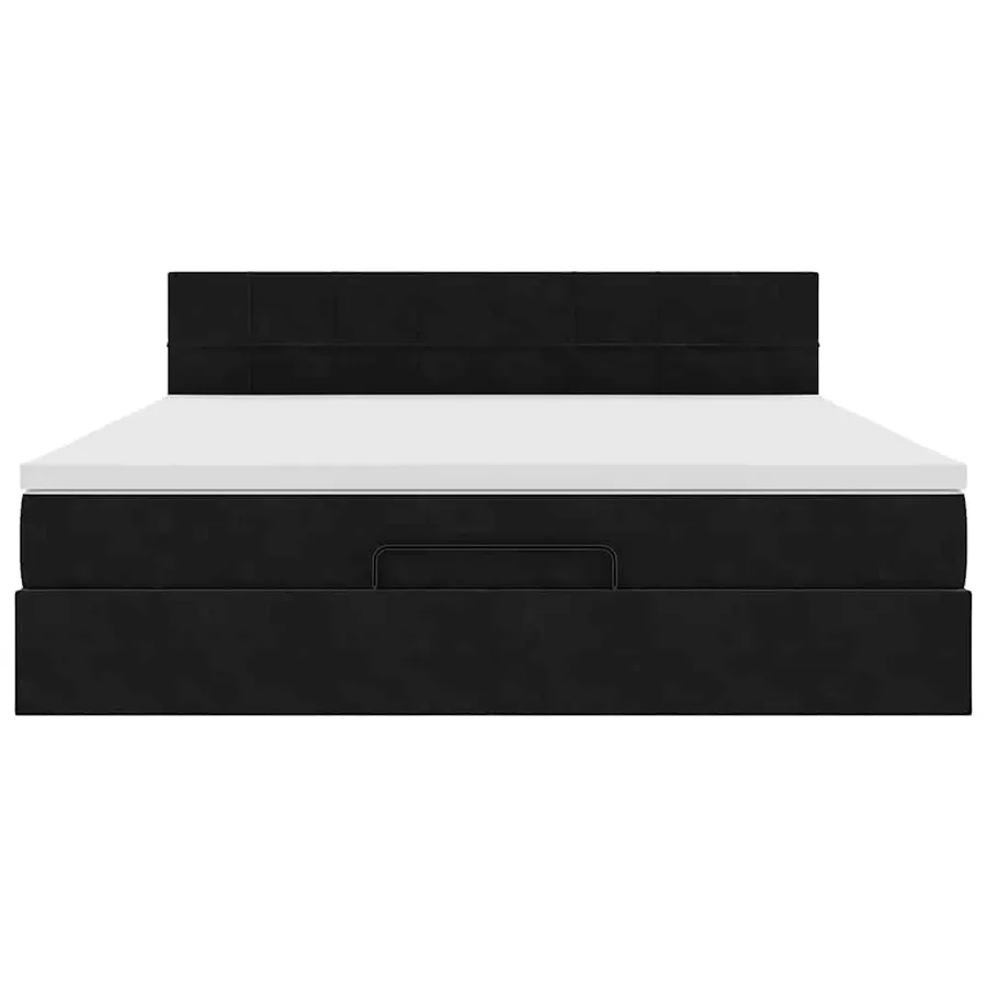 Cadre de lit ottoman avec matelas noir 180x200 cm velours - 6