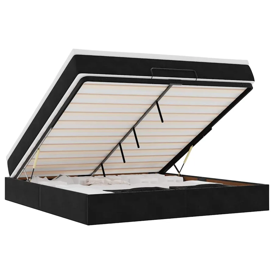 Cadre de lit ottoman avec matelas noir 180x200 cm velours - 2
