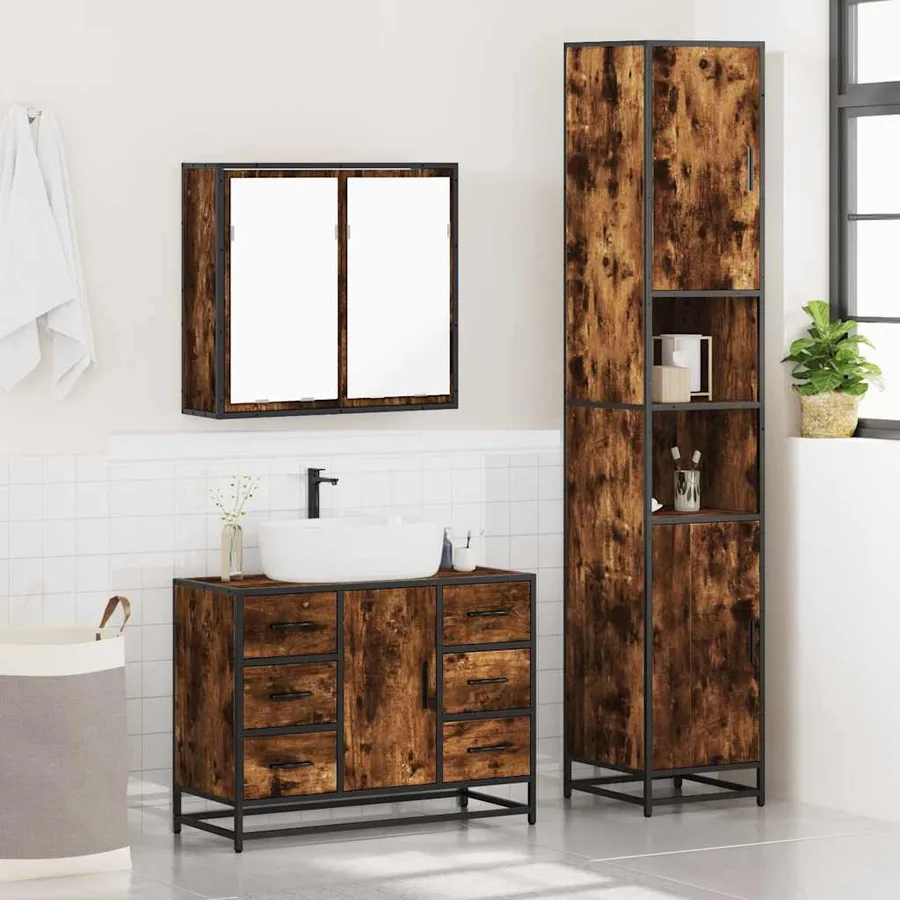 Ensemble de meubles de salle de bain 3 pcs Chêne fumé - 4