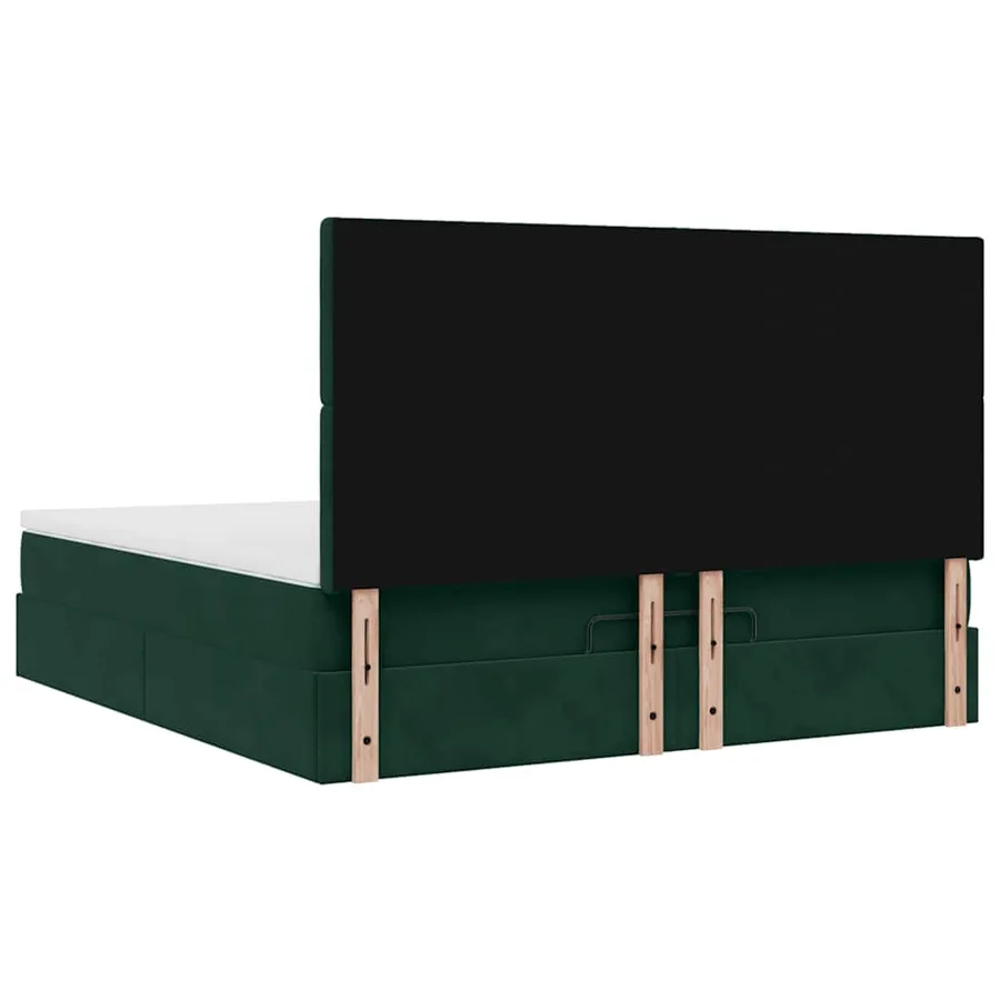 Cadre de lit ottoman avec matelas vert foncé 180x200cm velours - 11