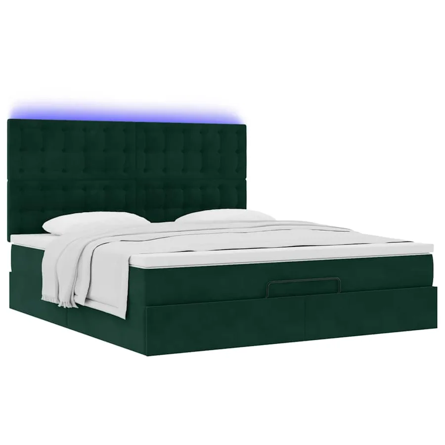Cadre de lit ottoman avec matelas vert foncé 180x200cm velours - 6