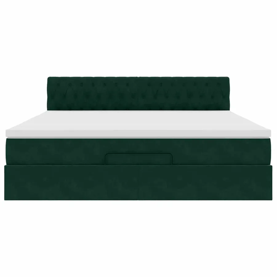 Cadre de lit ottoman avec matelas vert foncé 180x200 cm velours - 6