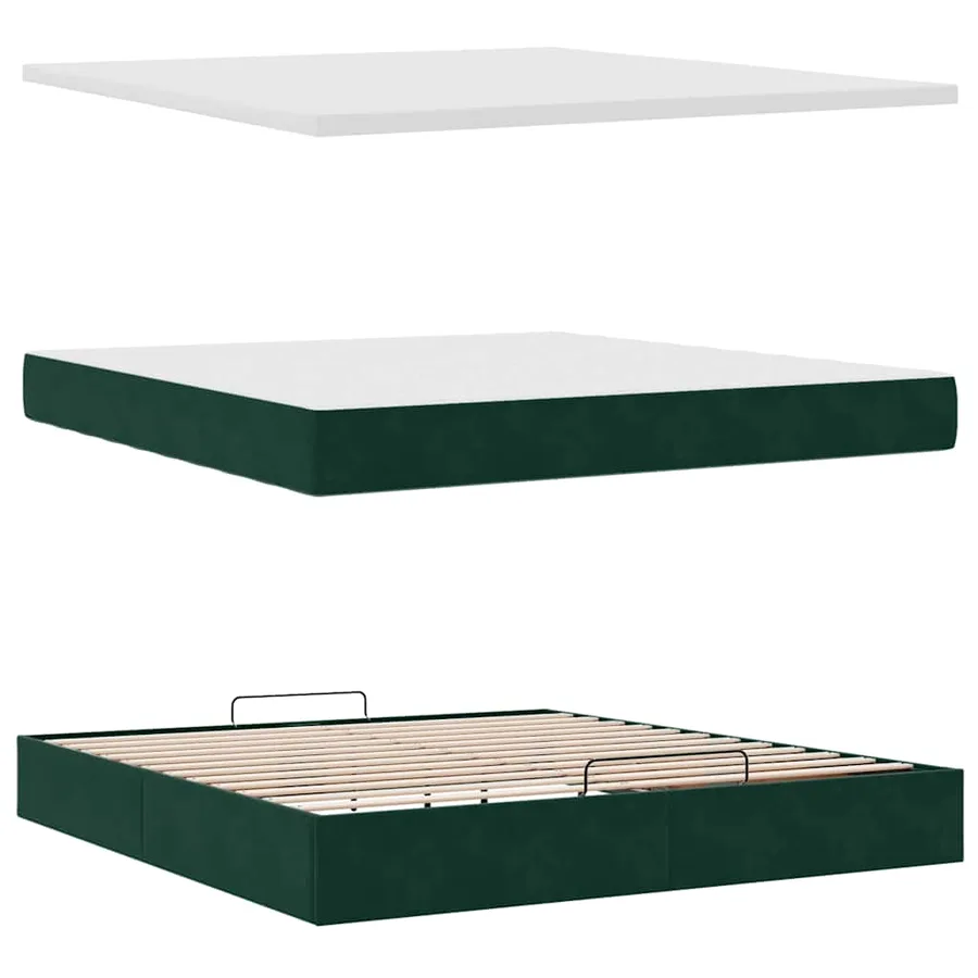 Cadre de lit ottoman avec matelas vert foncé 180x200 cm velours - 7