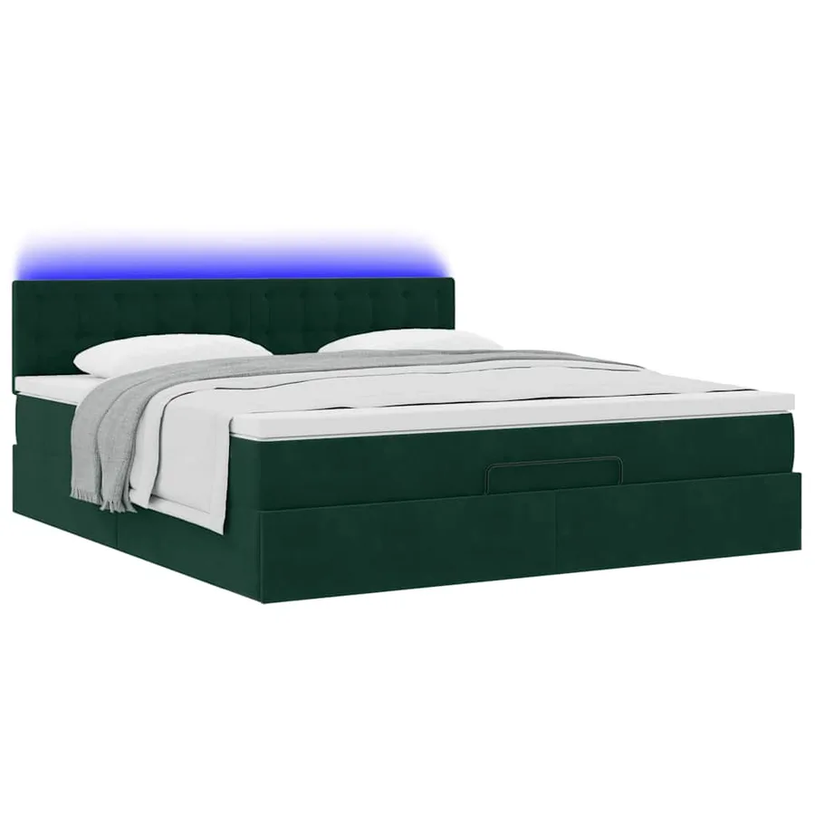 Cadre de lit ottoman avec matelas vert foncé 180x200 cm velours - 6