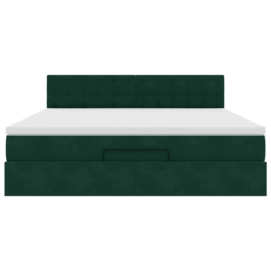 Cadre de lit ottoman avec matelas vert foncé 180x200 cm velours - 8