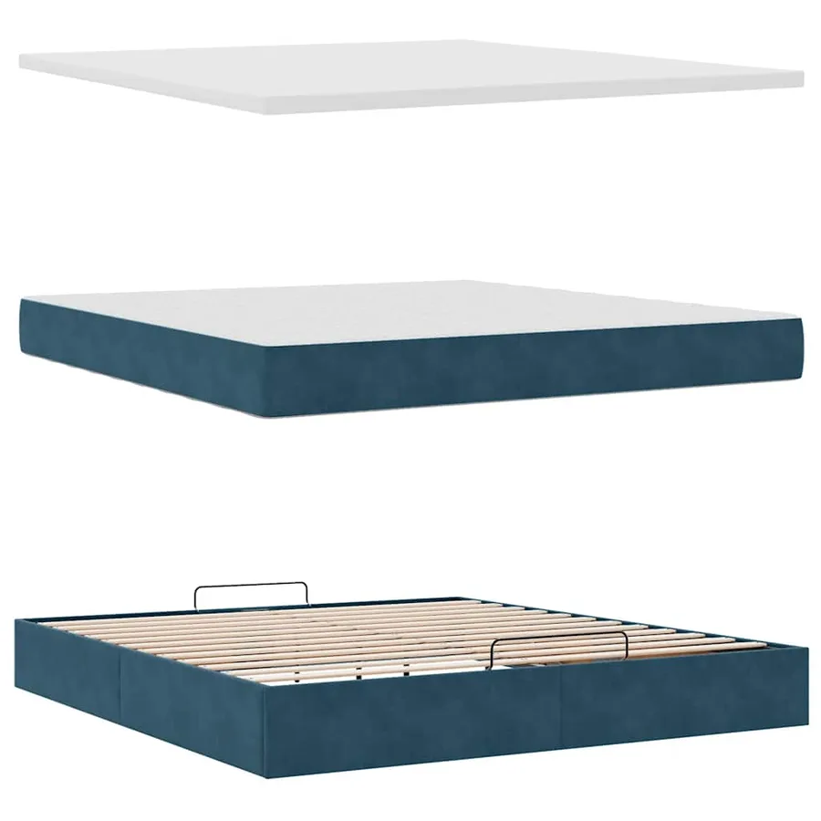 Cadre de lit ottoman avec matelas bleu foncé 180x200 cm velours - 12