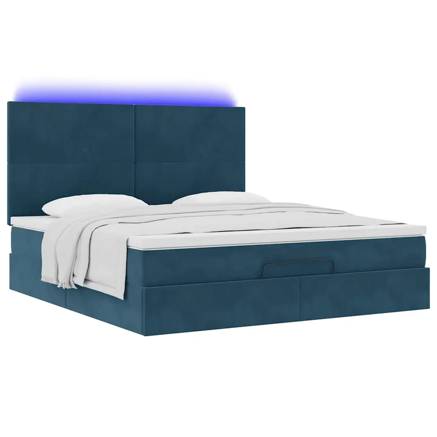 Cadre de lit ottoman avec matelas bleu foncé 180x200 cm velours - 6