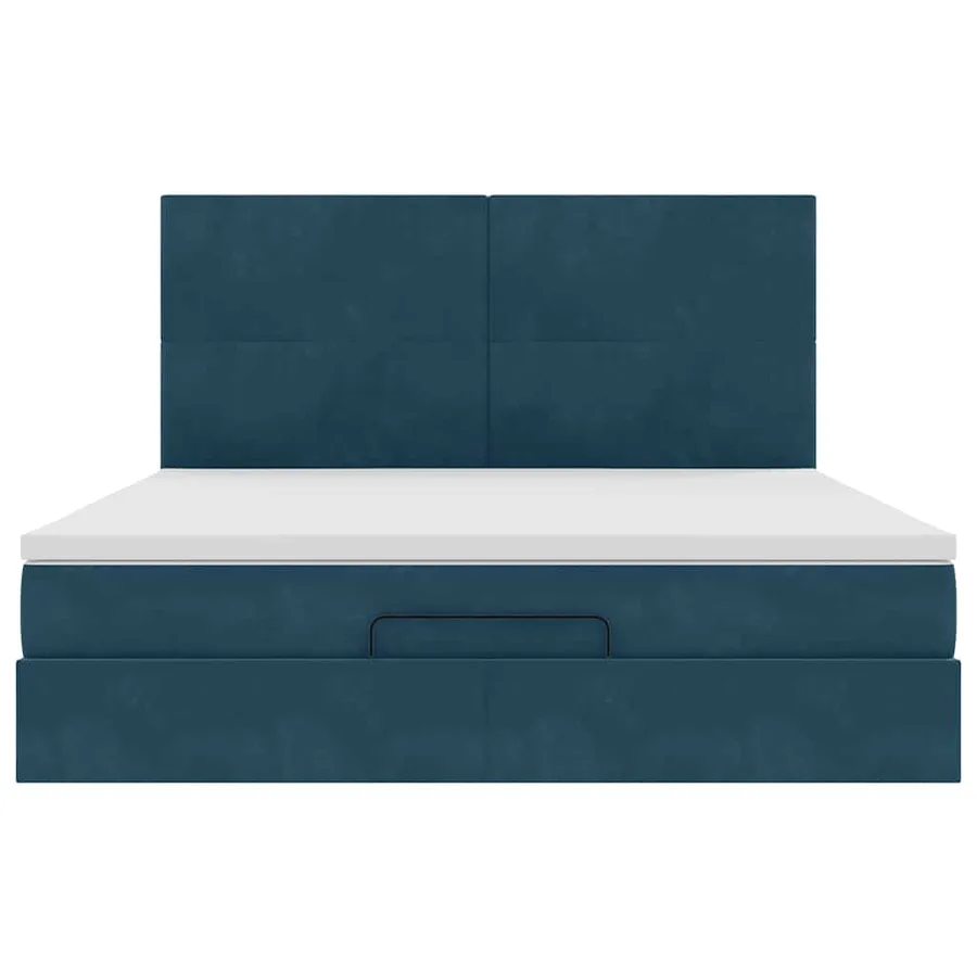 Cadre de lit ottoman avec matelas bleu foncé 180x200 cm velours - 8
