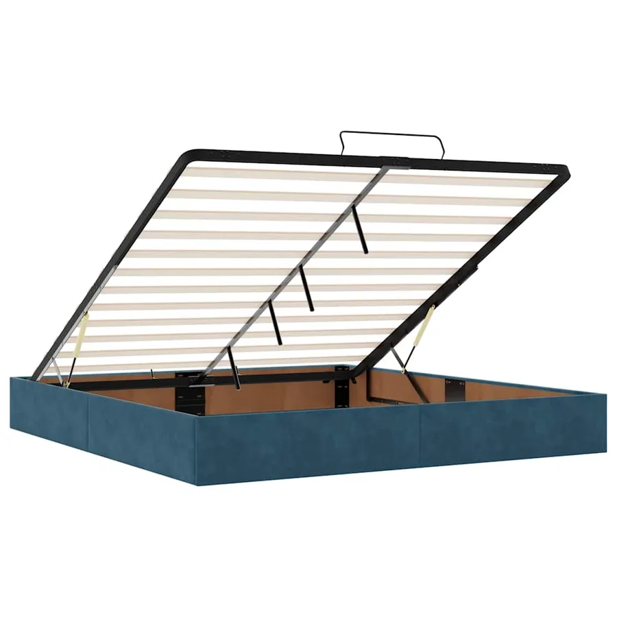 Cadre de lit ottoman sans matelas bleu foncé 180x200 cm velours - 10