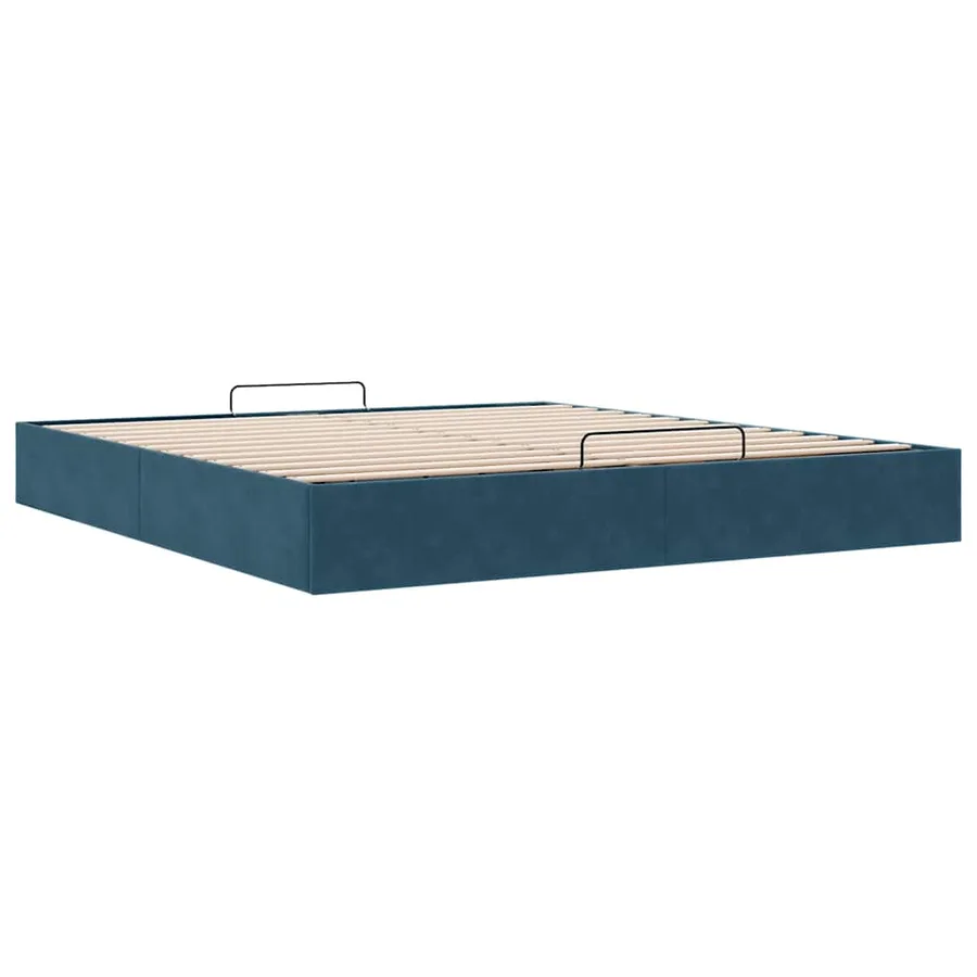 Cadre de lit ottoman sans matelas bleu foncé 180x200 cm velours - 6