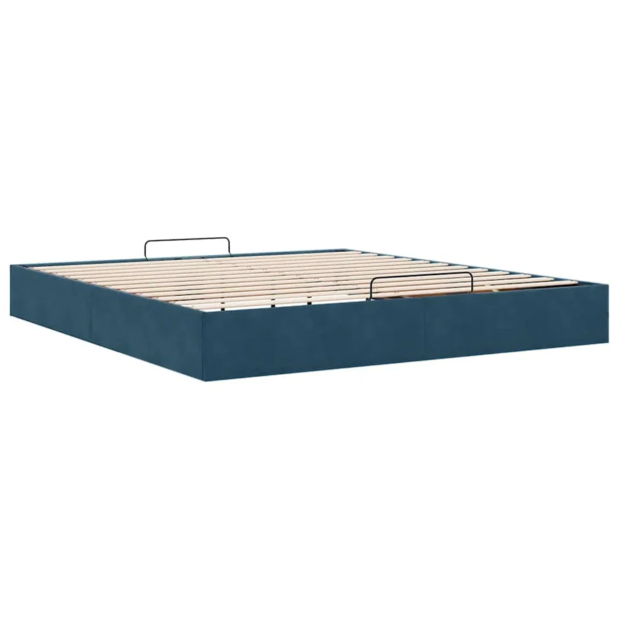 Cadre de lit ottoman sans matelas bleu foncé 180x200 cm velours - 9