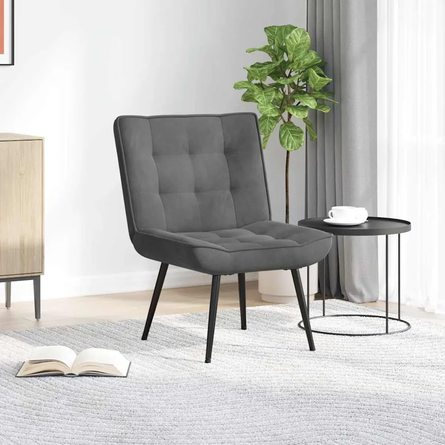 Chaise de relaxation gris foncé 64x74x84 cm velours