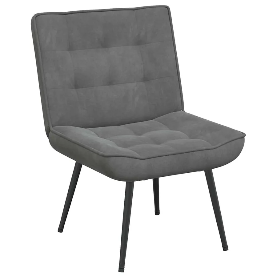Chaise de relaxation gris foncé 64x74x84 cm velours - 2