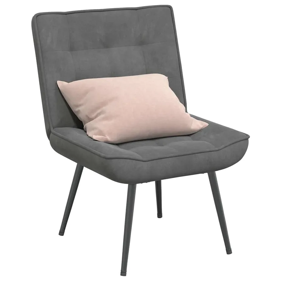 Chaise de relaxation gris foncé 64x74x84 cm velours - 3
