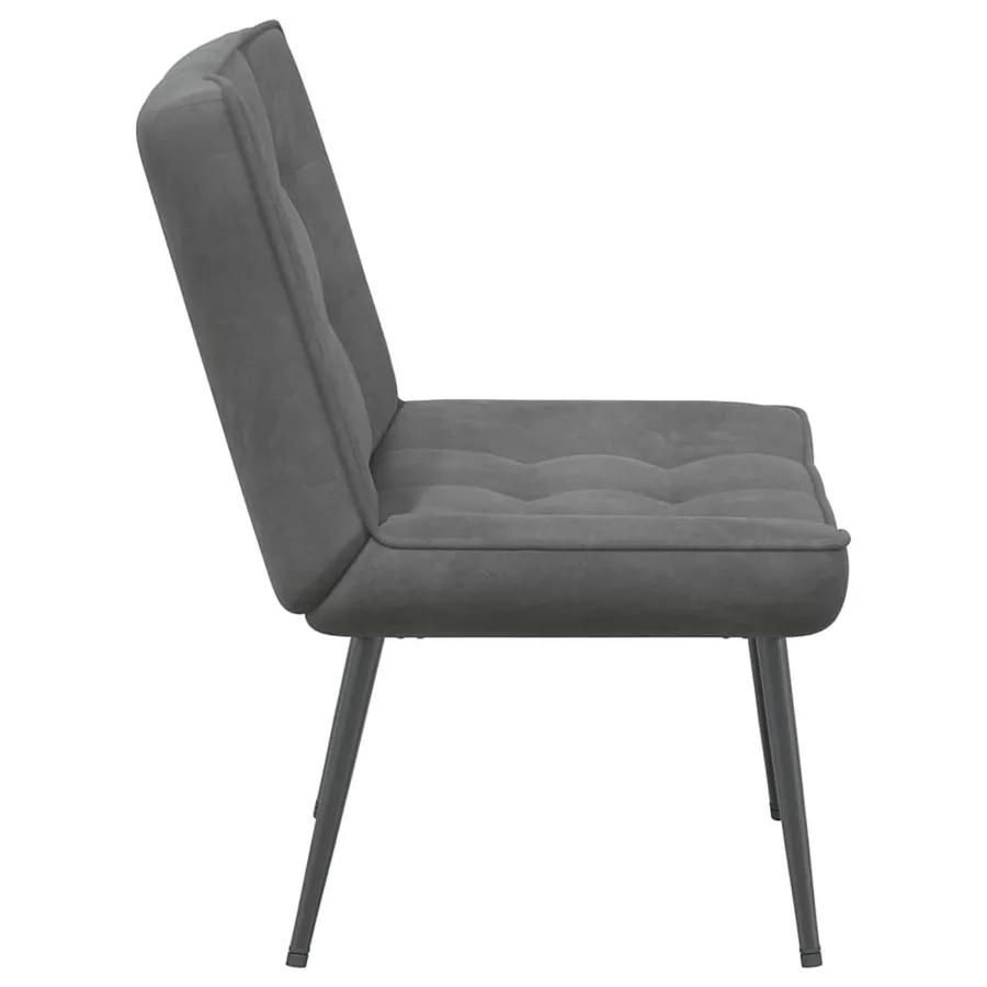 Chaise de relaxation gris foncé 64x74x84 cm velours - 5