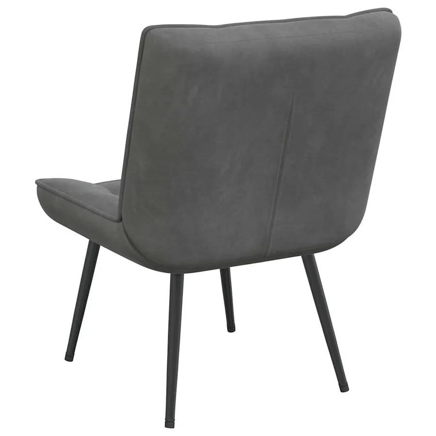 Chaise de relaxation gris foncé 64x74x84 cm velours - 6