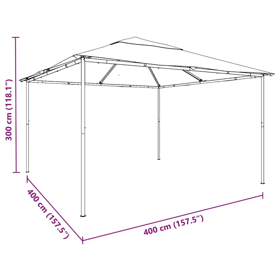 Chapiteau tente 4 x 4 m Acier Beige - 7