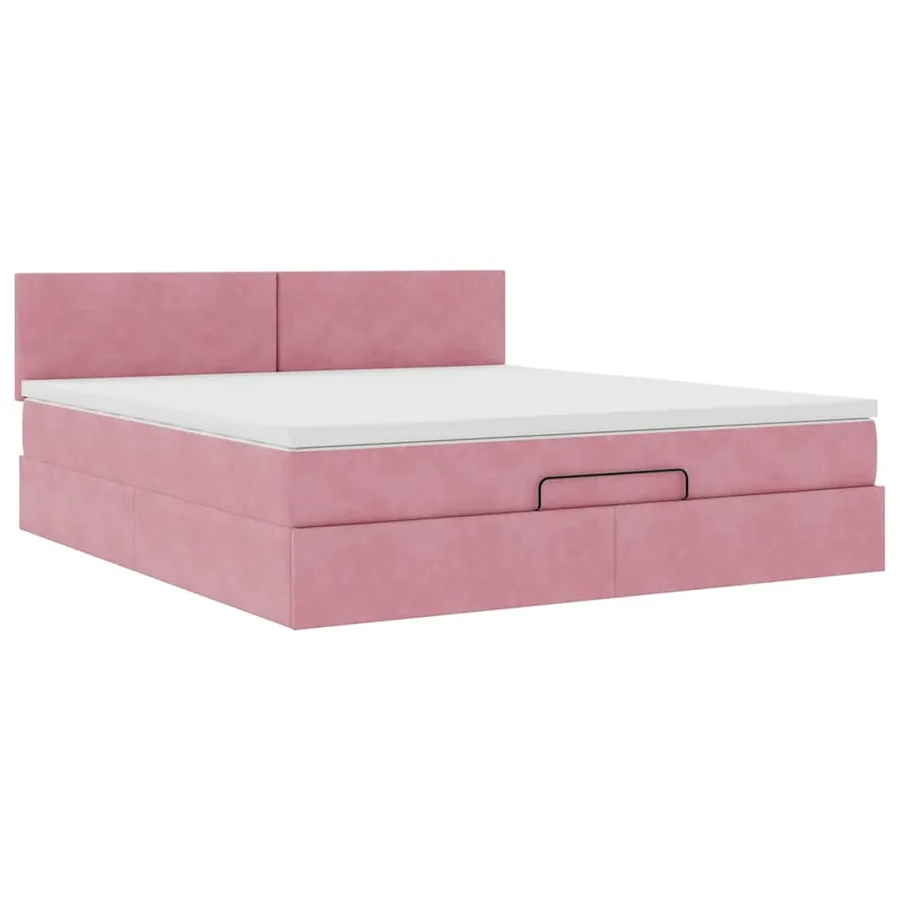 Lit ottoman avec matelas et LED Rose 180x200 cm velours - 7