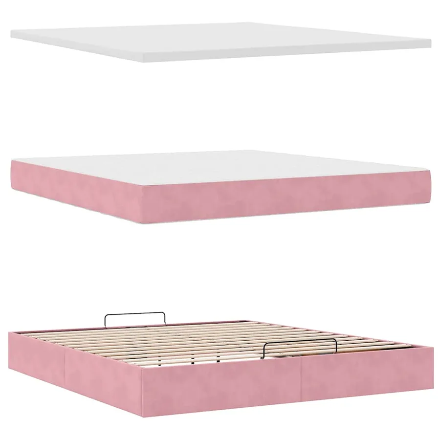 Lit ottoman avec matelas et LED Rose 180x200 cm velours - 9