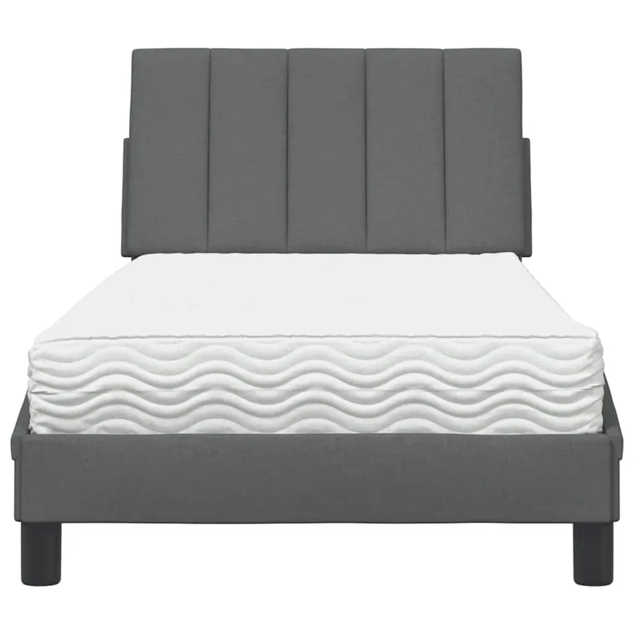 Lit avec matelas Hanko gris foncé 80x200 cm tissu - 5