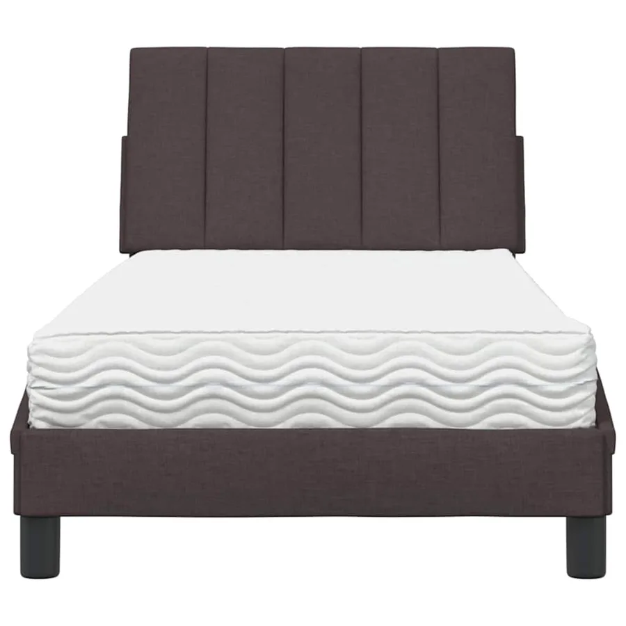 Lit avec matelas Hanko marron foncé 90x190 cm tissu - 5