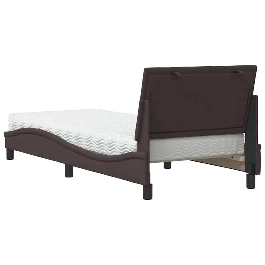 Lit avec matelas Hanko marron foncé 90x190 cm tissu - 7