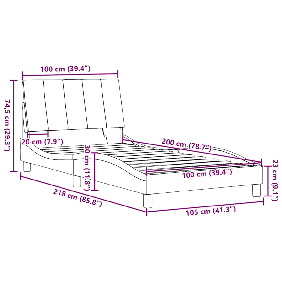 Cadre de lit sans matelas Hanko bleu 100x200 cm tissu - 16