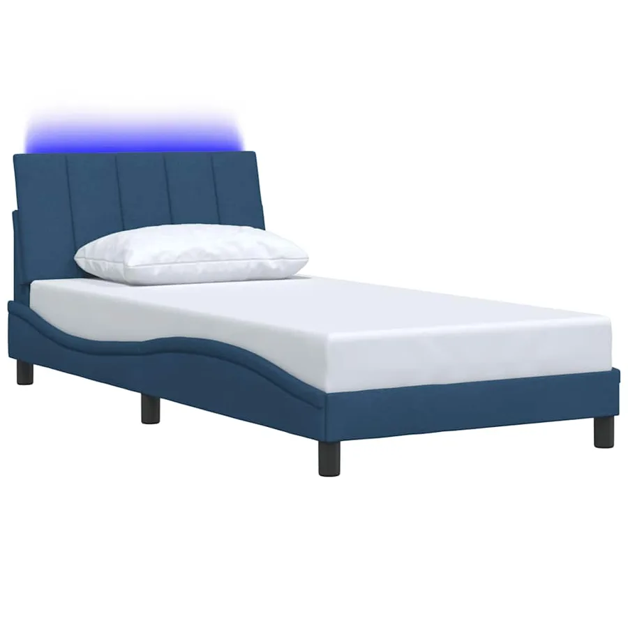Cadre de lit sans matelas Hanko bleu 100x200 cm tissu - 5
