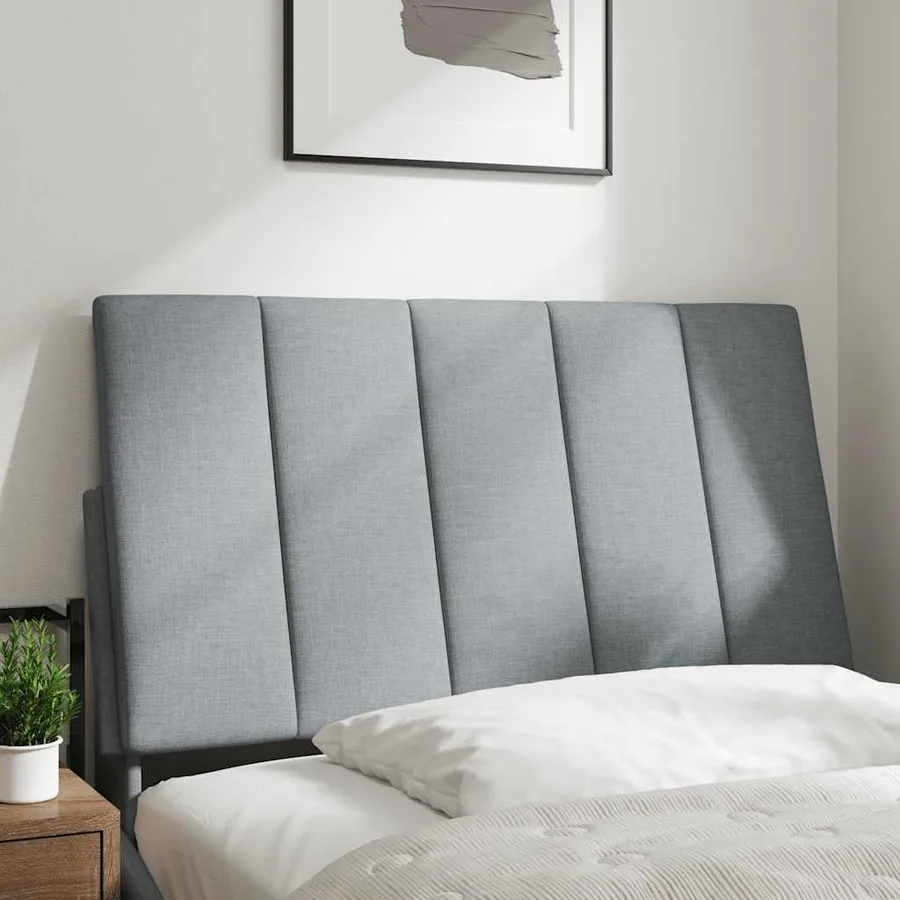 Coussin de tête de lit Hanko gris clair 80 cm tissu - 2