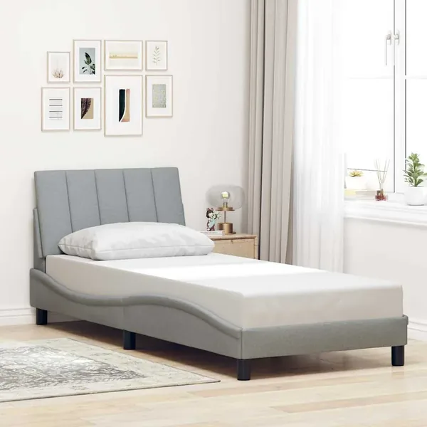 Cadre de lit sans matelas Hanko gris clair 80x200 cm tissu