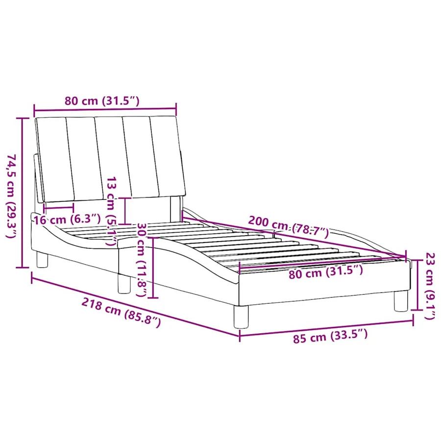 Cadre de lit sans matelas Hanko gris clair 80x200 cm tissu - 13