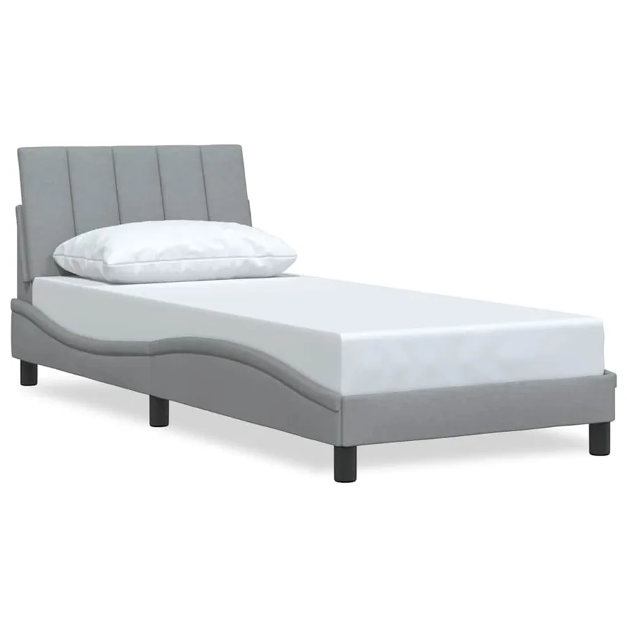 Cadre de lit sans matelas Hanko gris clair 80x200 cm tissu - 2