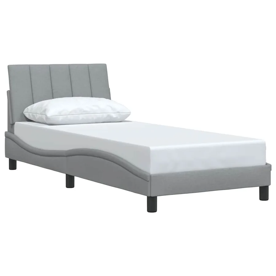 Cadre de lit sans matelas Hanko gris clair 80x200 cm tissu - 3